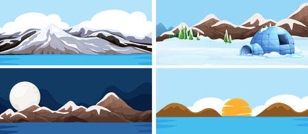 Set of nature landscape illustrationのイラスト素材