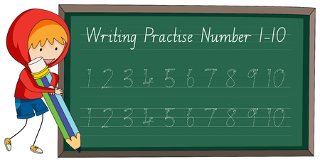 Write practise number to ten illustrationのイラスト素材