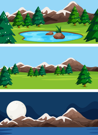 Set of nature landscape illustrationのイラスト素材