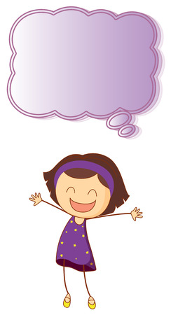 Happy girl with speech bubble illustrationのイラスト素材