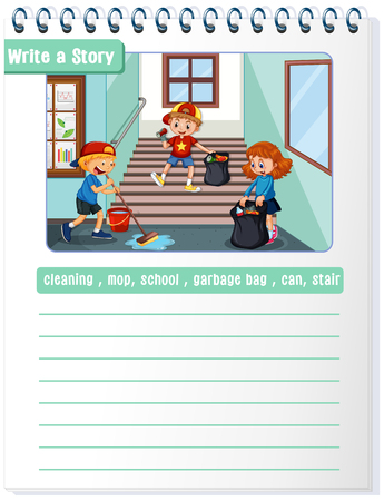 Write a cleaning story  illustrationのイラスト素材