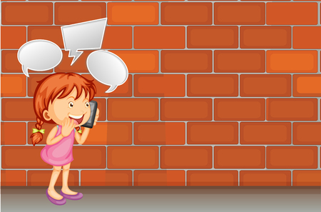 Girl talk on the phone illustrationのイラスト素材