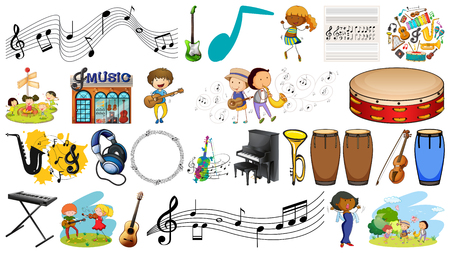 Set of music instrument illustrationのイラスト素材