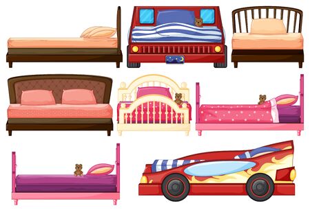 Set of children bedのイラスト素材