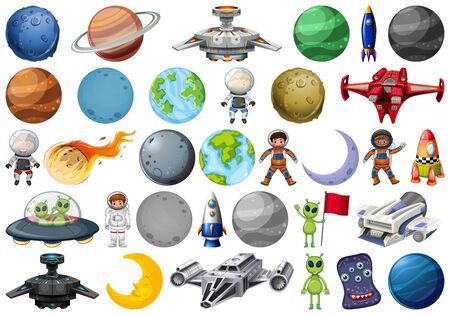 Set of galaxy elementのイラスト素材