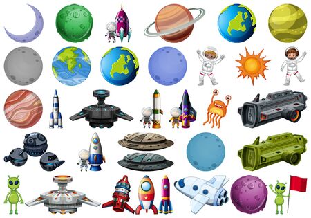 Set of galaxy elementのイラスト素材