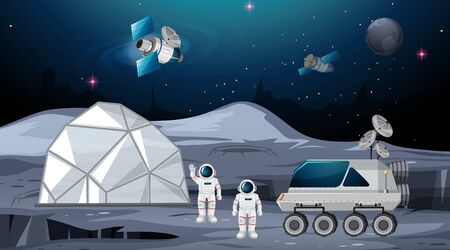 Camp in space scene illustrationのイラスト素材