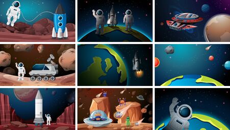 Set of space backgrounds illustration