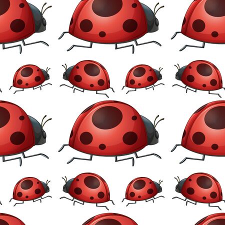 Seamless pattern tile cartoon with ladybug illustrationのイラスト素材