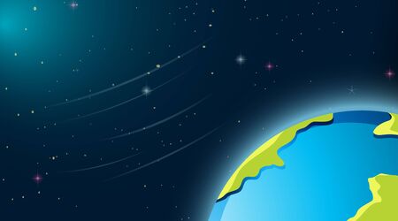 Earth in space scene illustrationのイラスト素材