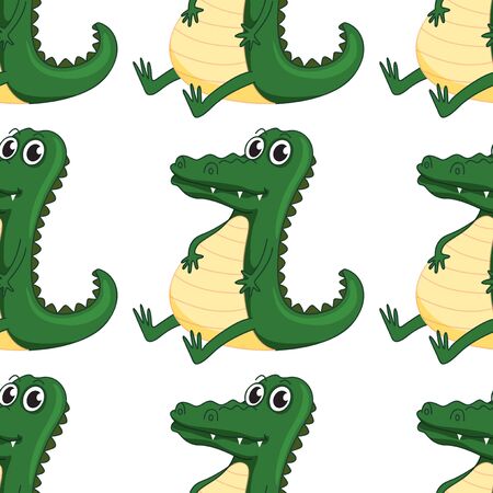 Seamless pattern tile cartoon with crocodile illustrationのイラスト素材