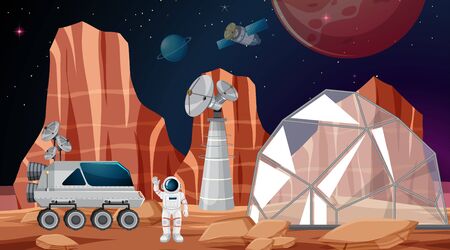 Camp in space scene illustrationのイラスト素材