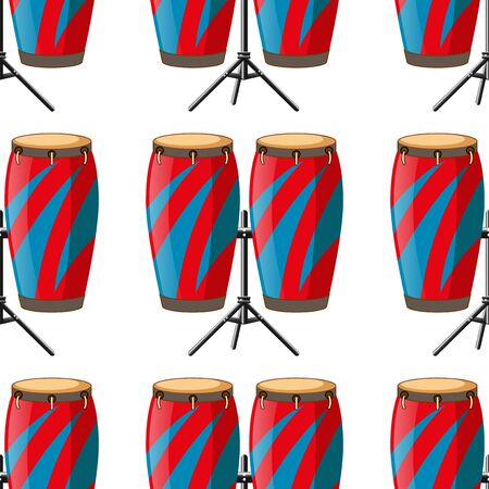 Seamless pattern tile cartoon with bongo drums illustrationのイラスト素材