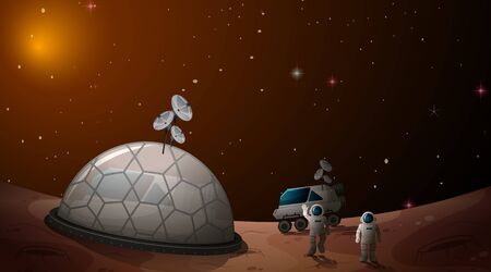 Astronauts in space camp illustrationのイラスト素材