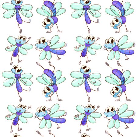 Seamless pattern tile cartoon with dragonfly illustrationのイラスト素材