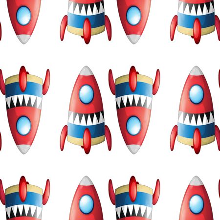 Seamless pattern tile cartoon with rockets illustrationのイラスト素材