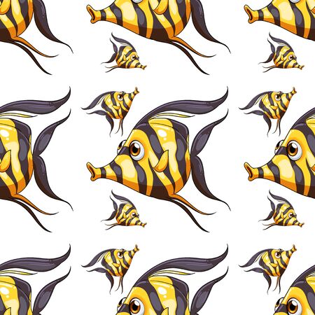 Seamless pattern tile cartoon with fish illustrationのイラスト素材