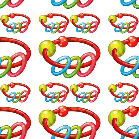 Seamless pattern tile cartoon with baby's rattle illustrationのイラスト素材