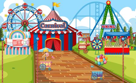 An outdoor funfair scene illustrationのイラスト素材