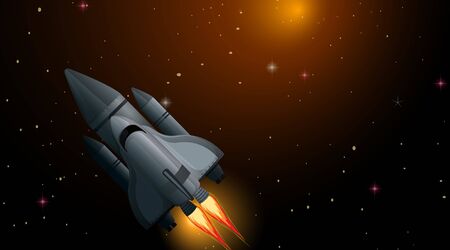 Rocket in space scene illustrationのイラスト素材