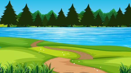 Empty background nature scenery illustrationのイラスト素材