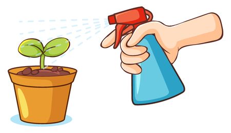 Plant and spray bottle on white background illustrationのイラスト素材