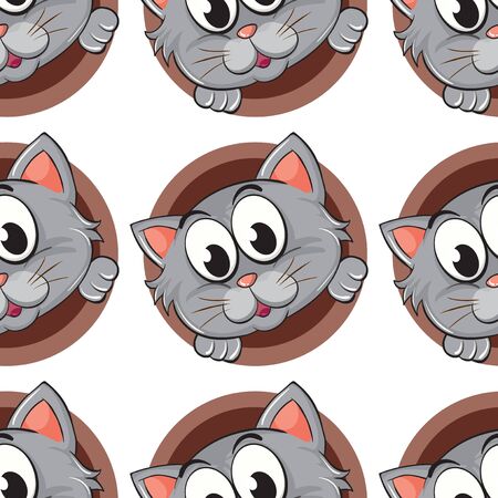 Seamless pattern tile cartoon with cat illustrationのイラスト素材
