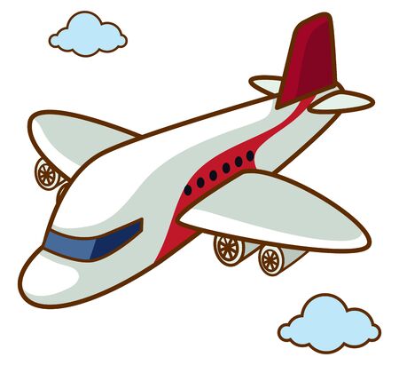 Airplane flying in the sky illustrationのイラスト素材