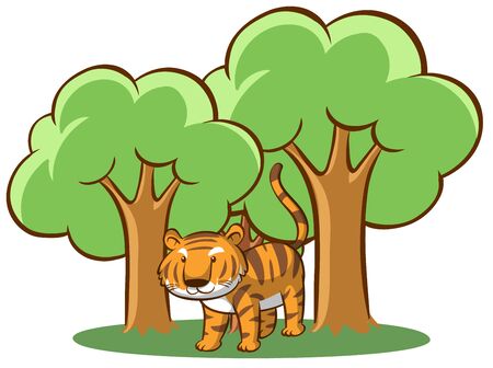 Wild tiger in the forest illustrationのイラスト素材