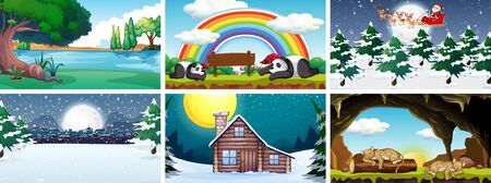 Different scene of nature illustrationのイラスト素材