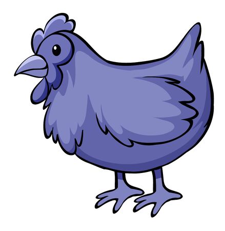 Blue chicken on white background illustrationのイラスト素材