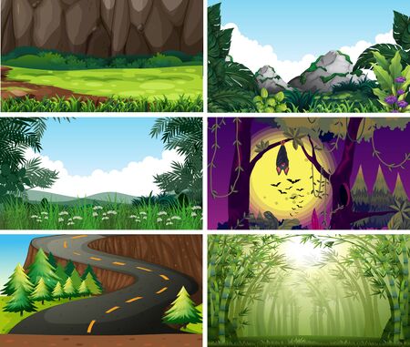 Empty, blank landscape nature scenes illustrationのイラスト素材