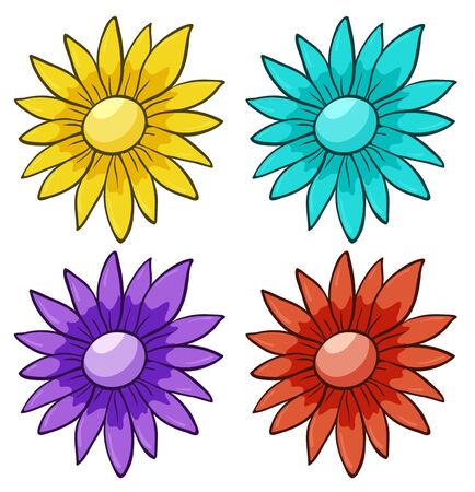 Isolated set of flowers illustrationのイラスト素材