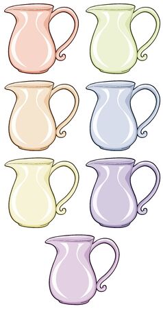 Isolated set of jar in different colors illustrationのイラスト素材