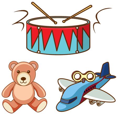 Different toys on white background illustrationのイラスト素材