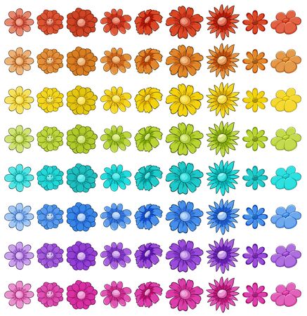 Isolated set of flowers illustrationのイラスト素材