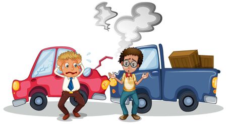 Accident scene with car crash illustrationのイラスト素材