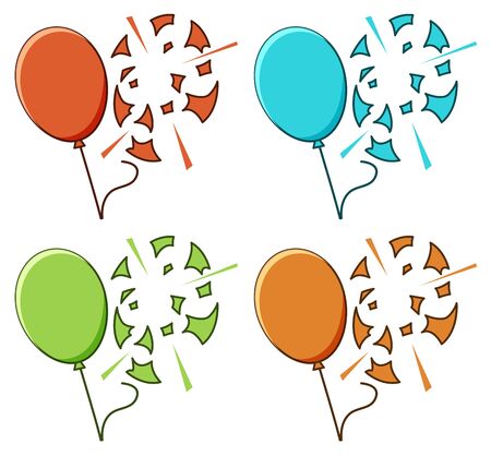 Balloon popped on white background illustrationのイラスト素材