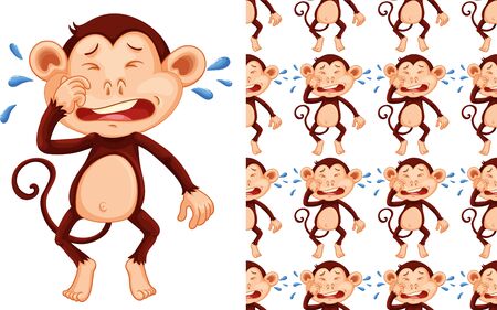 Seamless and isolated animal pattern cartoon illustrationのイラスト素材