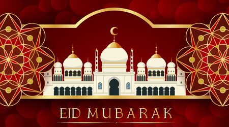 Background design for Muslim festival Eid Mubarak illustrationのイラスト素材