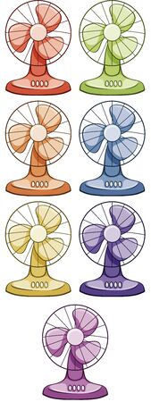 Electric fans in different color illustrationのイラスト素材