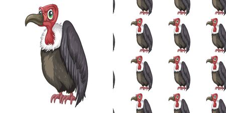 Seamless background design with wild vulture illustration