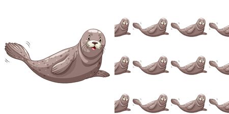 Seamless background design with gray seal illustrationのイラスト素材