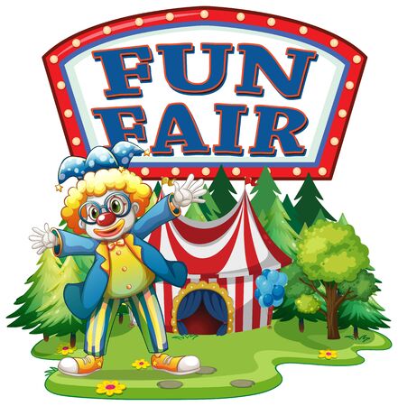 Scene with funny clown in the park illustrationのイラスト素材