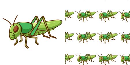 Seamless background design with grasshopper illustrationのイラスト素材