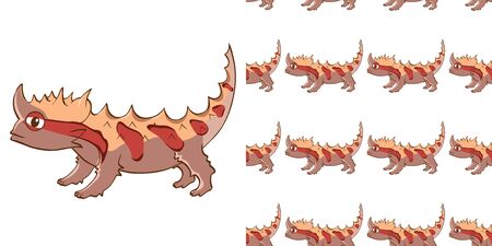 Seamless background design with ugly lizard illustrationのイラスト素材