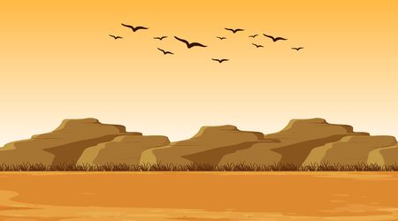 Background scene with dry land and hills illustrationのイラスト素材