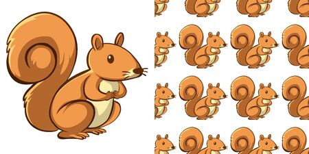 Seamless background design with cute squirrel illustrationのイラスト素材