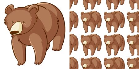 Seamless background design with grizzly bear illustrationのイラスト素材