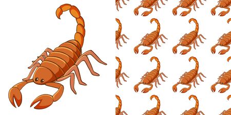 Seamless background design with scorpion illustrationのイラスト素材